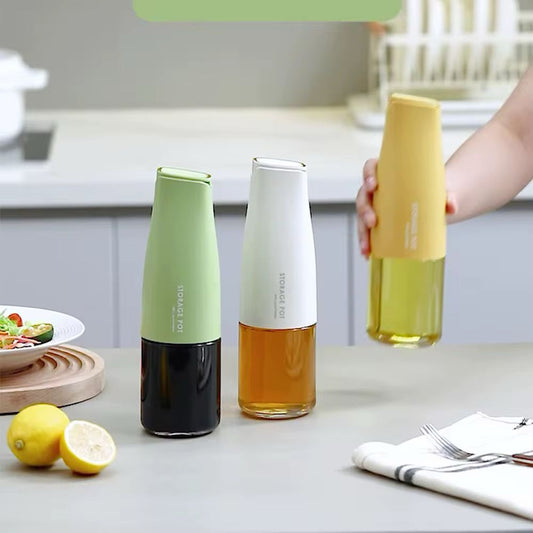 Botella dispensadora de aceite de 500ML, botella de salsa, botellas de almacenamiento de vidrio para especias, aceite en aerosol, vinagre, herramientas creativas de cocina