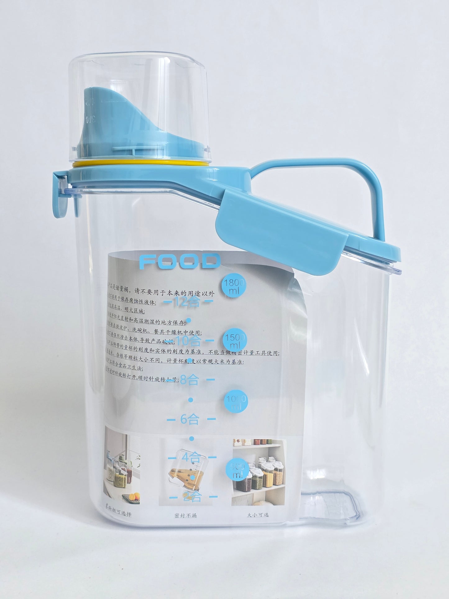 Frascos de plástico para almacenamiento de cereales, caja de almacenamiento de granos hermética portátil, cubo de arroz a prueba de humedad y insectos, caja de almacenamiento de cocina