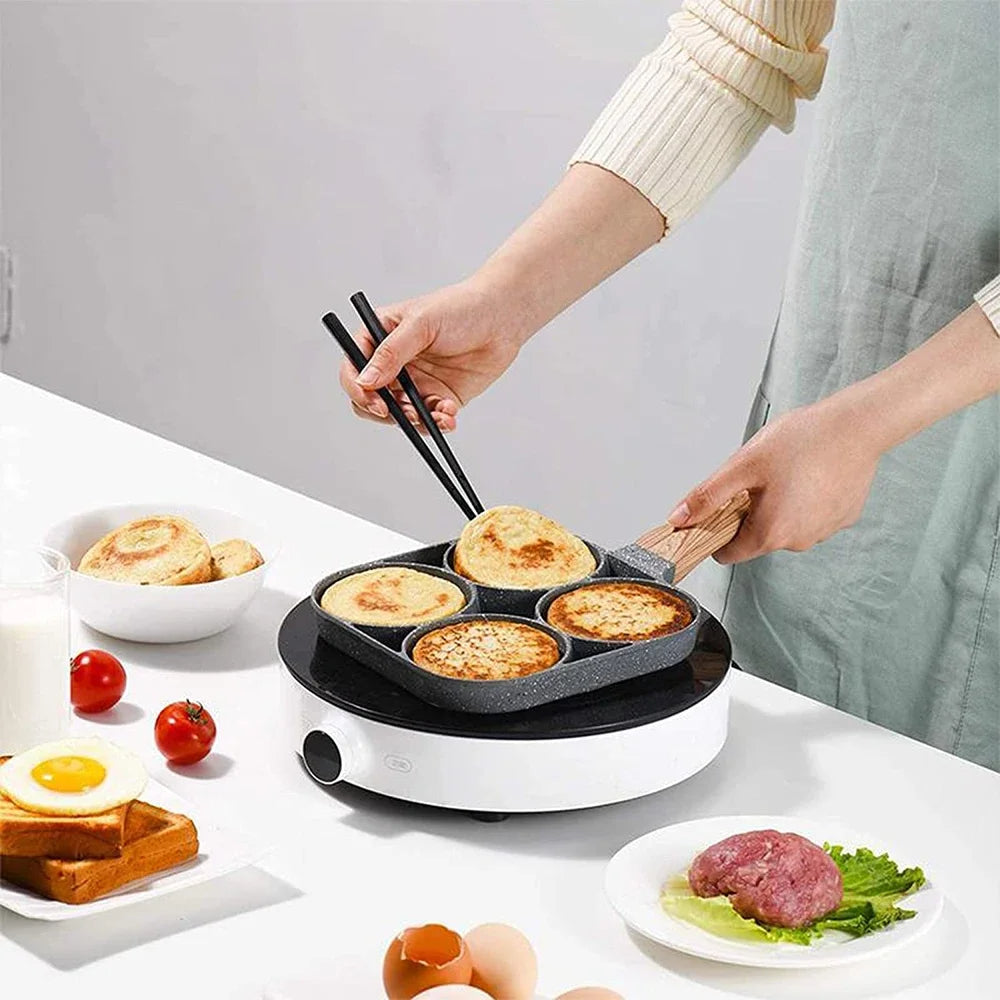 Sartén 4 puestos para huevos, sartenes antiadherentes para panqueques