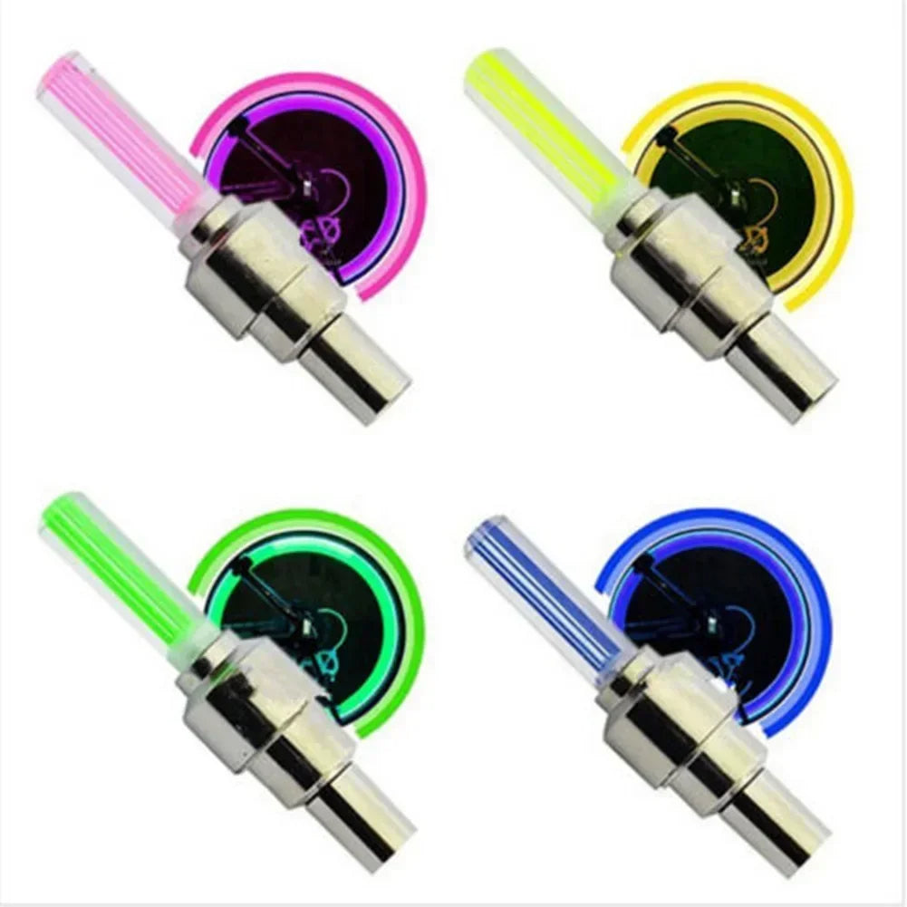 Luces LED con Sensor de movimiento para bicicleta, 2 uds., con baterías para carretera, MTB, bicicleta de montaña, tapa de válvula de neumático, accesorios para bicicleta