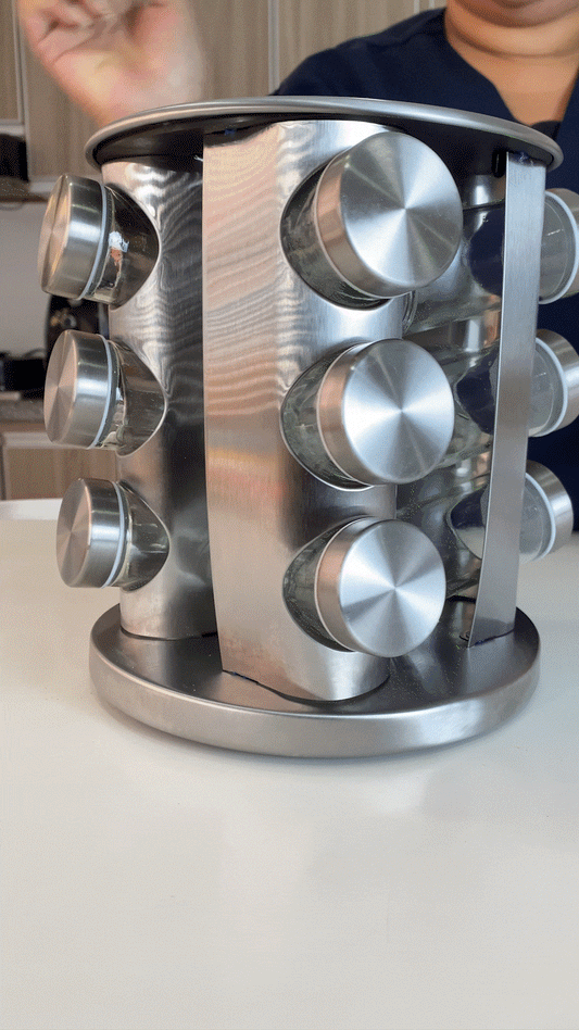 Condimentero Especiero Giratorio 12 Tarros En Vidrio