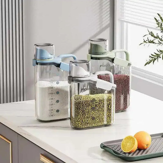 Frascos de plástico para almacenamiento de cereales, caja de almacenamiento de granos hermética portátil, cubo de arroz a prueba de humedad y insectos, caja de almacenamiento de cocina