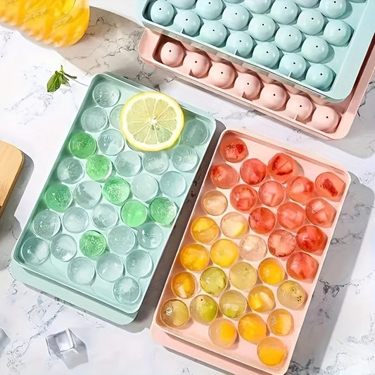 cubitos de hielo, 33 rejillas, con tapa, fabricante de bolas de hielo, molde redondo de esfera de whisky, molde de  DIY para herramienta de cocina